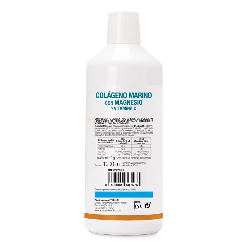 Anamarialajusticia Marine Collagen with Magnesium + Vitamin C, 1 l