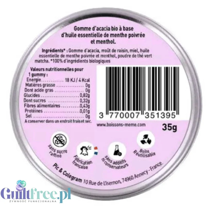 Me-Me Gummies, Gomme d'acacia Gingembre - naturalne żelki akacjowe z miodem, imbirem i matcha