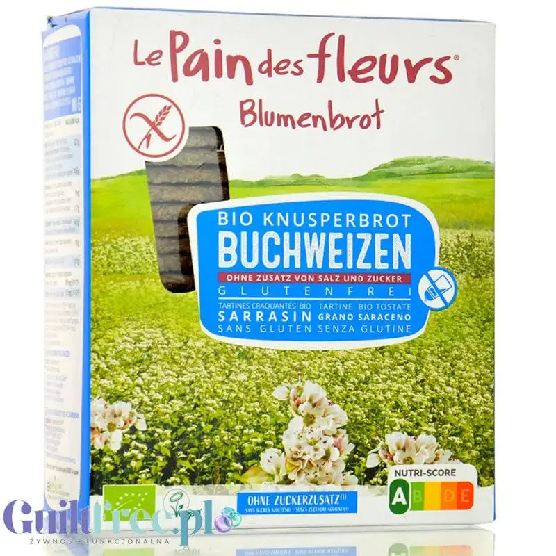 Le Pain des Fleurs Bio Knusperbrot Buchweizen - pieczywo chrupkie gryczane bez dodatku soli i cukru bezglutenowe