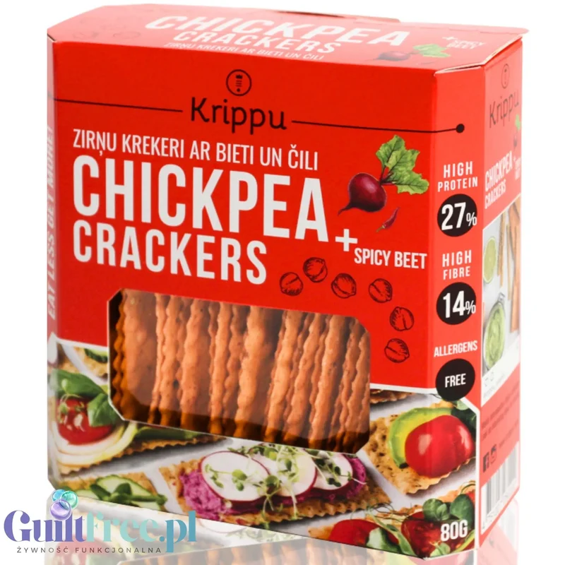 Krippu Bio Chickpea Crackers Spicy Beet - pikantne krakersy bezglutenowe z ciecierzycy