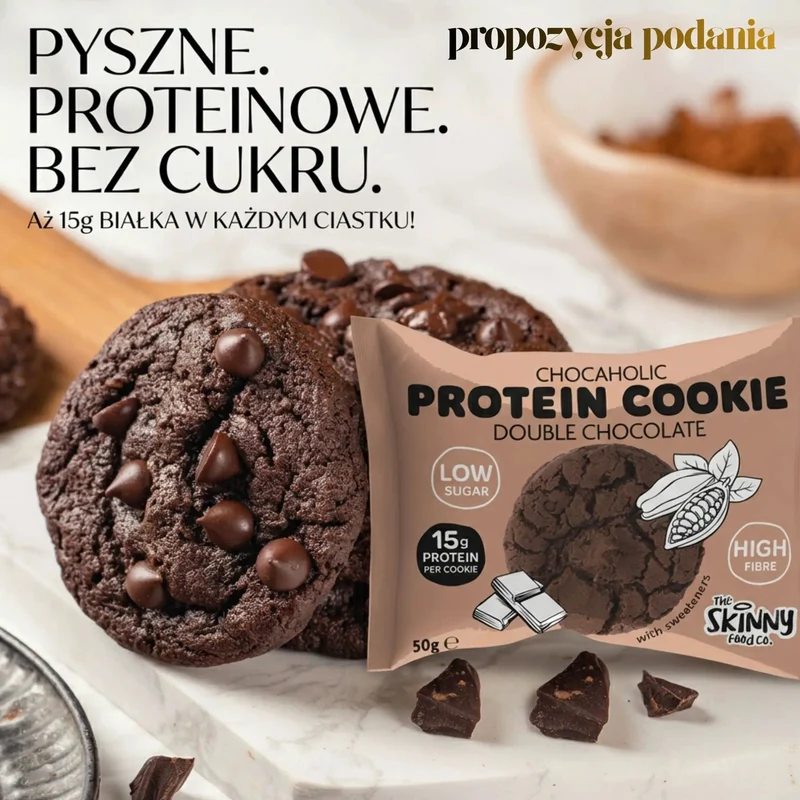 Skinny Food Chocaholic Protein Cookie Double Chocolate - proteinowe ciastko bez cukru mocno czekoladowe