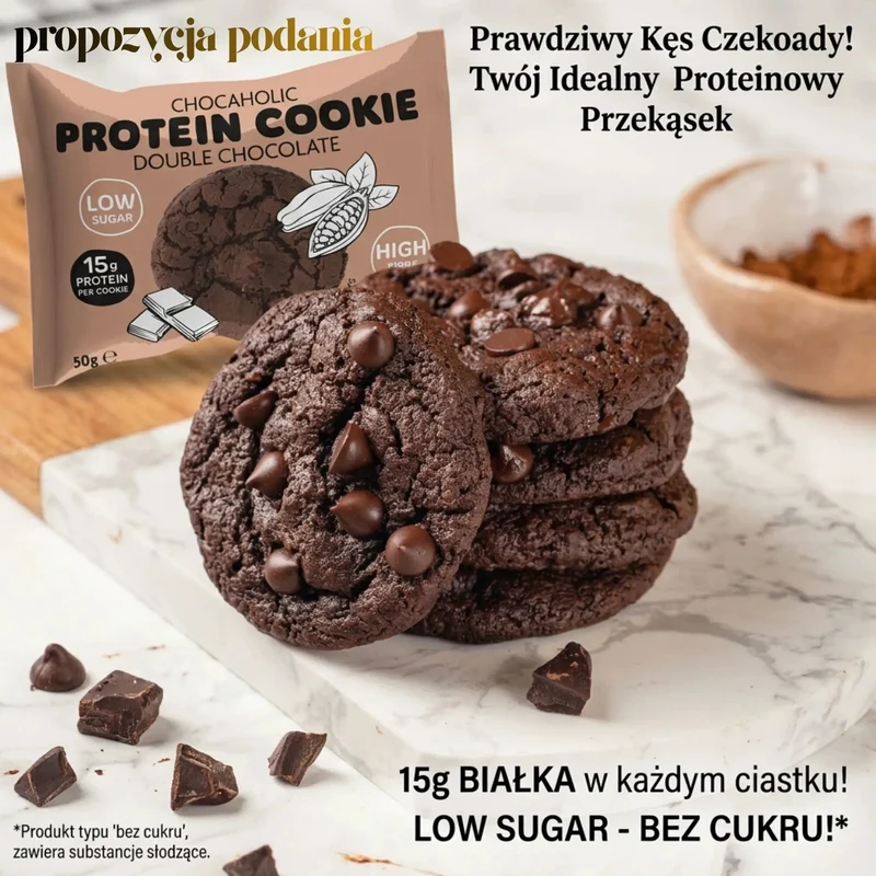 Skinny Food Chocaholic Protein Cookie Double Chocolate - proteinowe ciastko bez cukru mocno czekoladowe