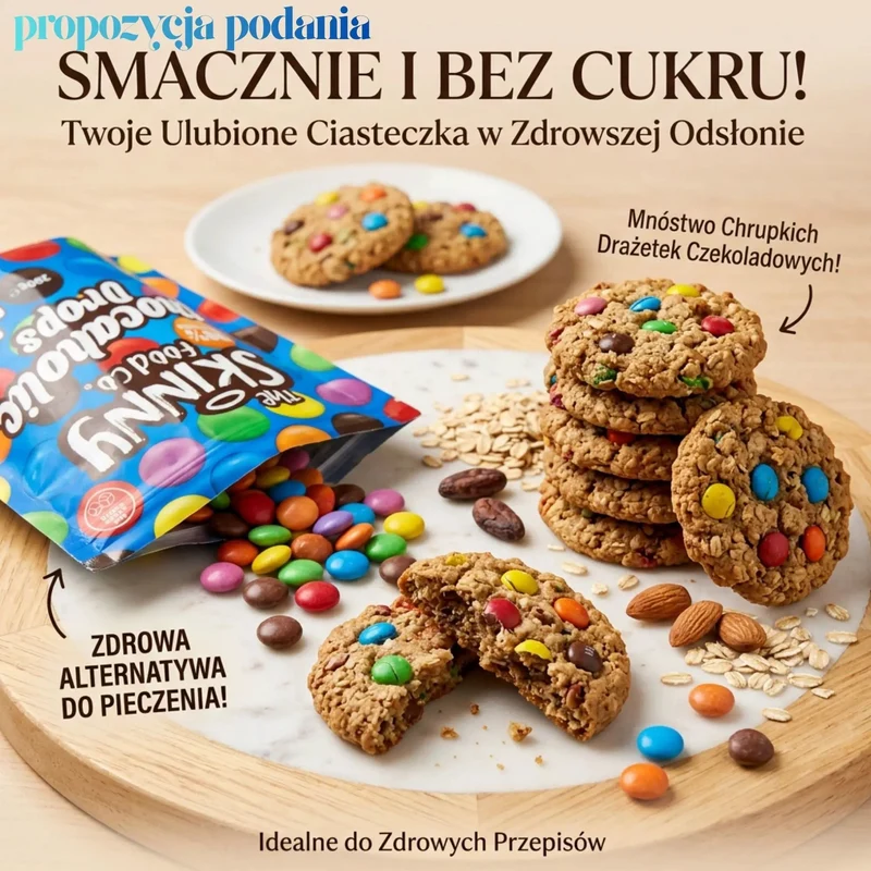 Skinny Food Chocaholic Drops 200g - lukrowane drażetki czekoladowe bez dodatku cukru