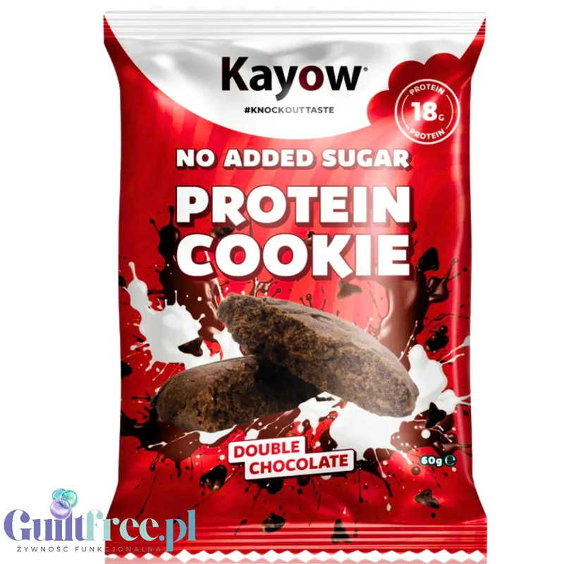 Kayow Protein Cookie Double Chocolate - brownie proteinowe bez cukru z kawałkami czekolady 18g białka