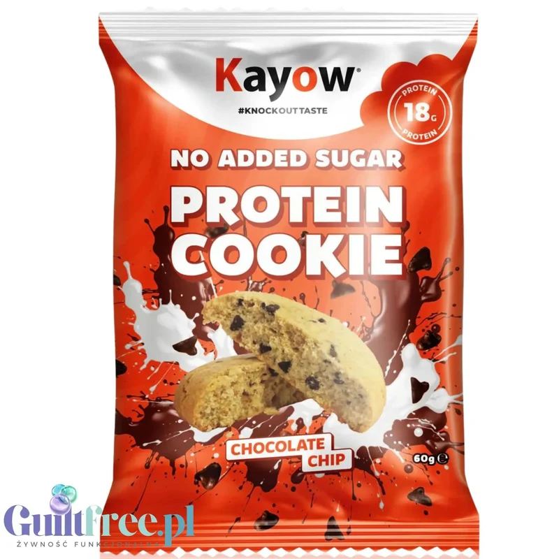 Kayow Protein Cookie Chocolate Chip - ciastko proteinowe bez cukru z kawałkami czekolady 18g białka
