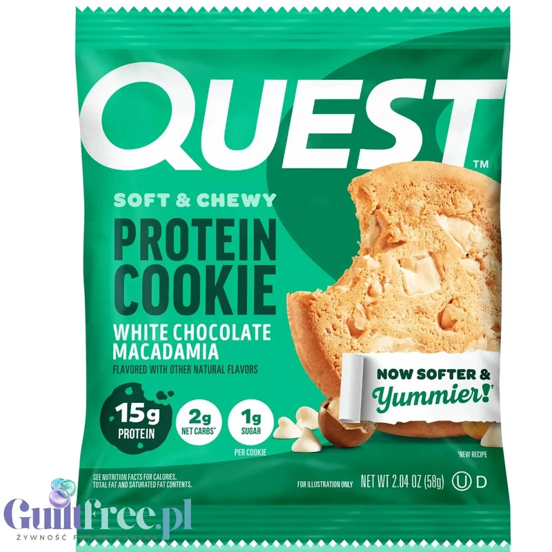 Quest Protein Cookie White Chocolate Macadamia - ciastko proteinowe z białą czekoladą i makadamia