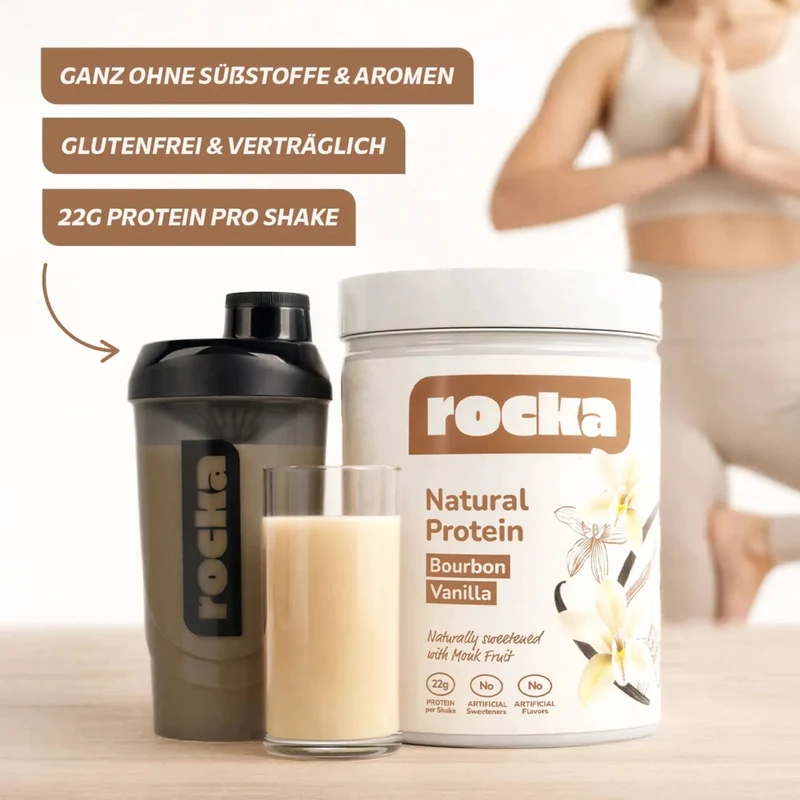 Rocka Nutrition Natural Protein Bourbon Vanilla 600g - wegańska odżywka białkowa ULTRA prosty skład unikat