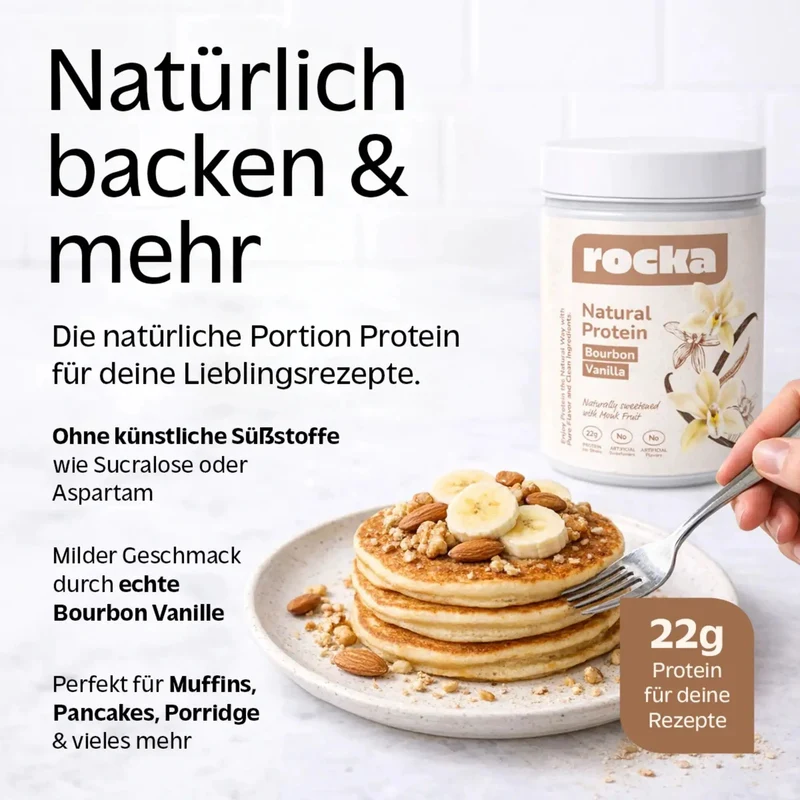 Rocka Nutrition Natural Protein Bourbon Vanilla 600g - wegańska odżywka białkowa ULTRA prosty skład unikat