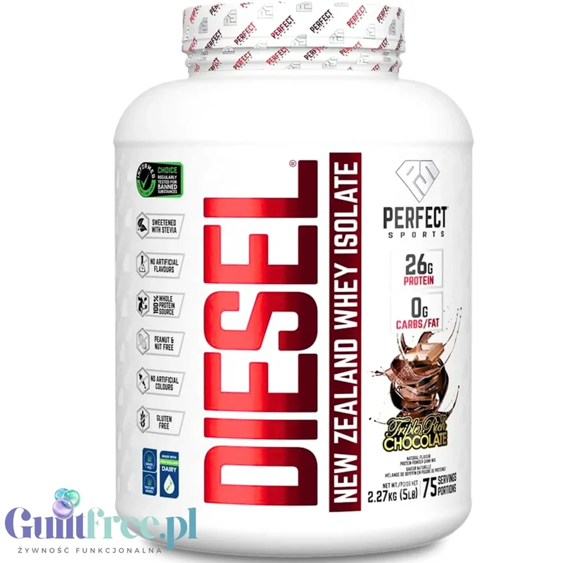 Perfect Sport Diesel 100% Whey Isolate Triple Rich Chocolate 2,27 kg - izolat WPI bez cukru i tłuszczu, 26g białka & 120kcal