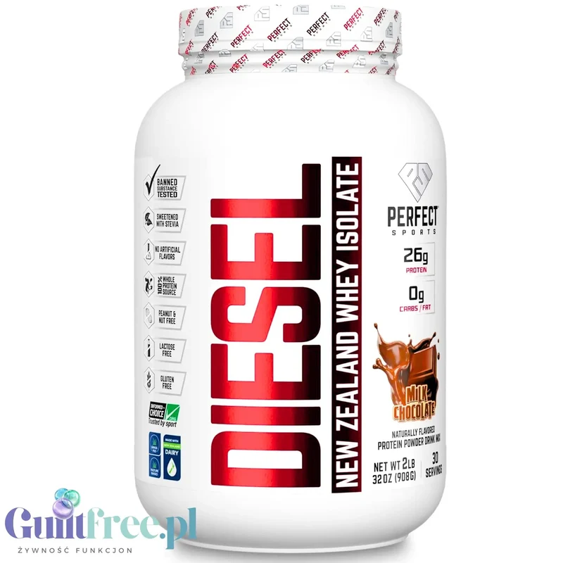 Perfect Sport Diesel 100% Whey Isolate Milk Chocolate 908g - izolat WPI bez cukru i tłuszczu, 26g białka & 120kcal
