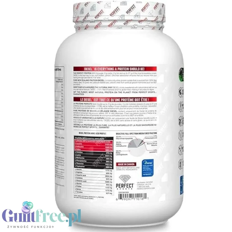 Perfect Sport Diesel 100% Whey Isolate Chocolate Peanut Butter 908g - luksusowa odżywka ze stewią 26g białka & 120kcal