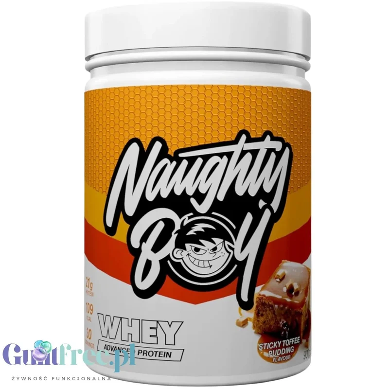 Naughty Boy Whey Protein Sticky Toffee Pudding 900g - gęsta odżywka białkowa WPI, WPC & MPC