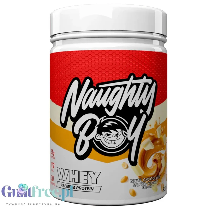 Naughty Boy Whey Protein White Chocolate Salted Peanut 900g - gęsta odżywka białkowa WPI, WPC & MPC