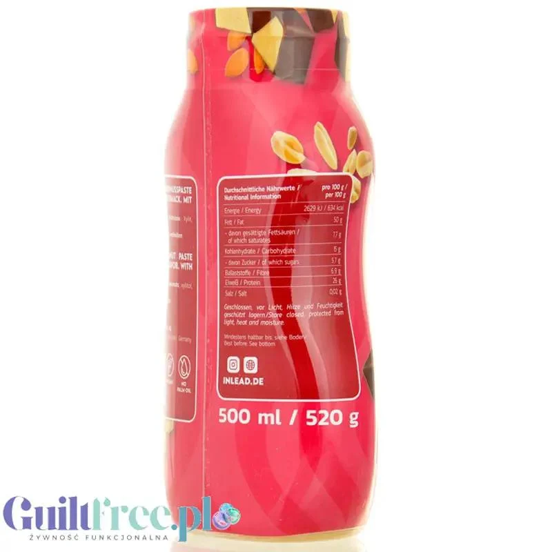 Inlead Peanut Squezze Marzipan 500ml - wyciskane masło orzechowe w tubie z ksylitolem