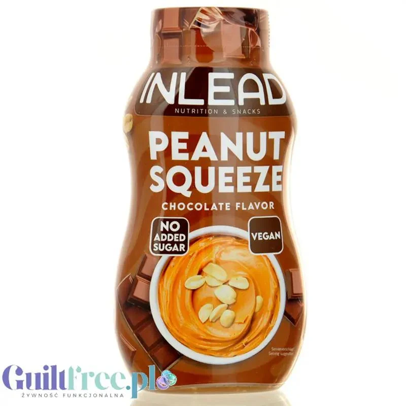 Inlead Peanut Squezze Chocolate 500ml - krem orzechowy w wyciskanej tubie, bez dodatku cukru