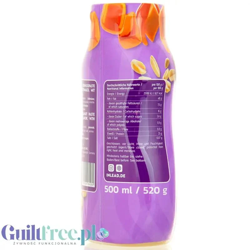 Inlead Peanut Squezze Toffee 500ml - masło orzechowe w tubie z nutą toffi i ksylitolem