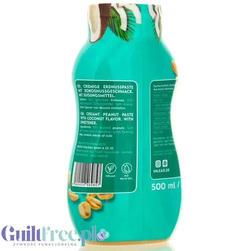 Inlead Peanut Squezze Coconut 500ml - krem orzechowo-kokosowy w wyciskanej tubie, bez dodatku cukru