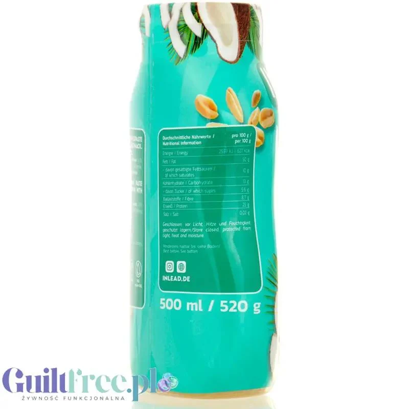 Inlead Peanut Squezze Coconut 500ml - krem orzechowo-kokosowy w wyciskanej tubie, bez dodatku cukru