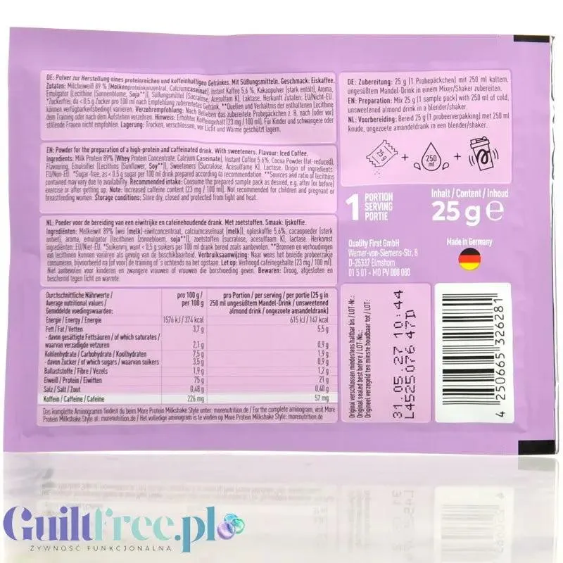 More Nutrition Total Protein Chocolate Milkshake 25 g - kazeina, gęsta odżywka białkwa z laktazą