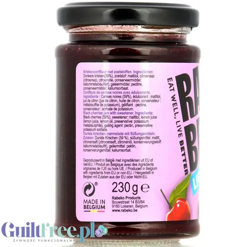 Rabeko Jam Light Black Cherries - niskosłodzony dżem wiśniowy, 88% mniej cukru