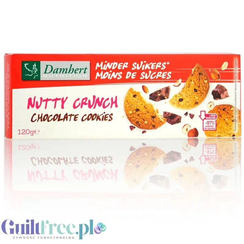 Damhert Nutty Crunch Chocolate Cookies - ciastka z orzechami i czekoladą bez dodatku cukru