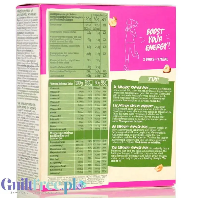 Damhert Regime Protein Bars Hazelnut 8 x 107kcal - batoniki orzechowe w czekoladzie