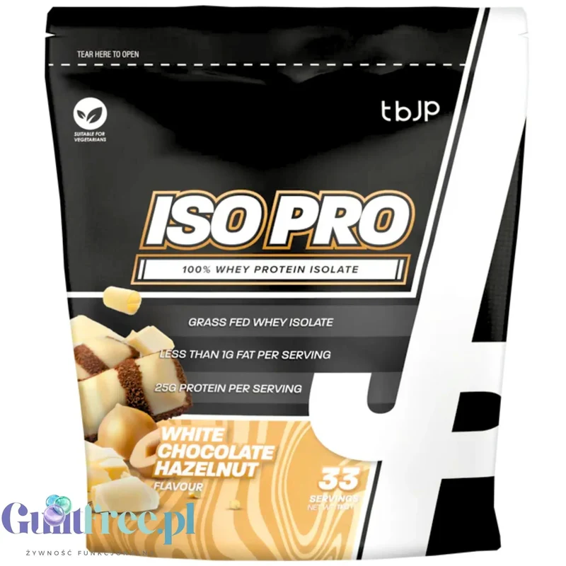 TBJP ISO PRO White Chocolate Hazelnut 1kg - odżywka białkowa WPI 90%, smak Białe Bueno