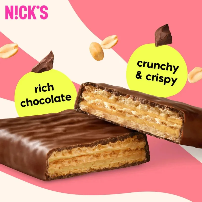 N!CK'S Nicks Protein Waffer, Peanut Butter - bezglutenowy wafelek proteinowy, smak masła orzechowgo