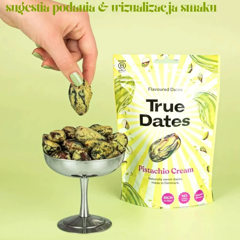 True Dates Pistachio Cream - daktyle nadziewane kremem pistacjowym bez dodatku cukru
