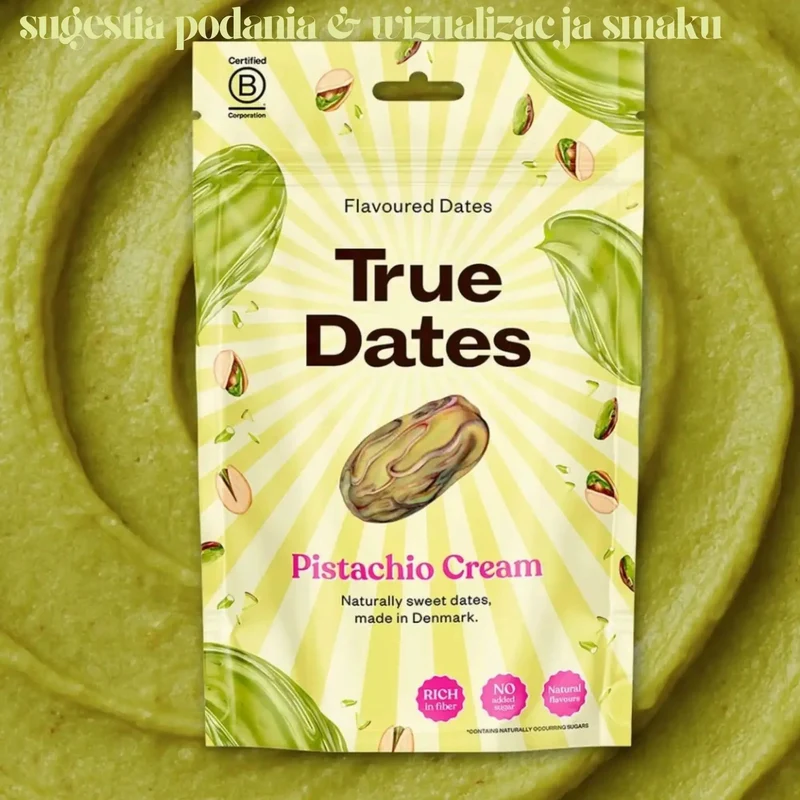 True Dates Pistachio Cream - daktyle nadziewane kremem pistacjowym bez dodatku cukru