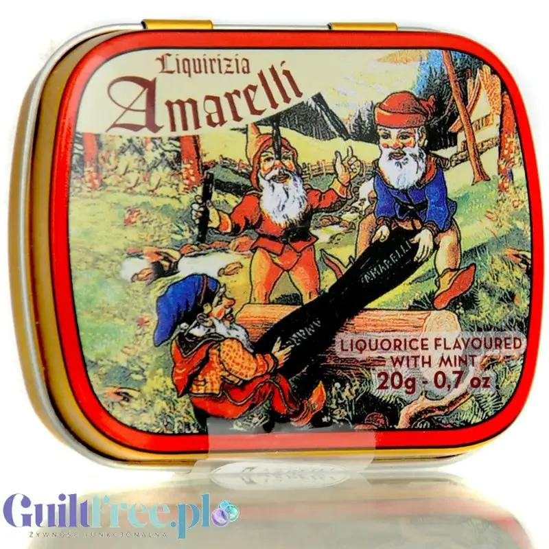 Amarelli Liquirizia alla Menta 20g - lukrecja miętowa bez cukru w kolekcjonerskiej puszce