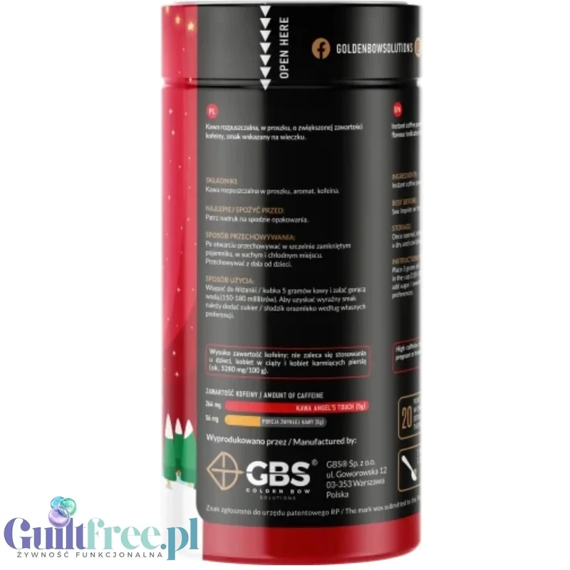 GBS Angel's Touch, Toffeenut 100g - smakowa kawa rozpuszczalna o podwyższonej zawartości kofeiny bez cukru