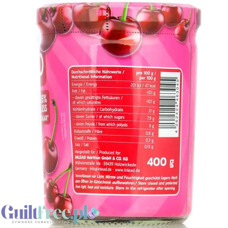 Inlead Fruit Spread Sour Cherry - wiśniowy dżem frużelina bez dodatku cukru tylko 47kcal