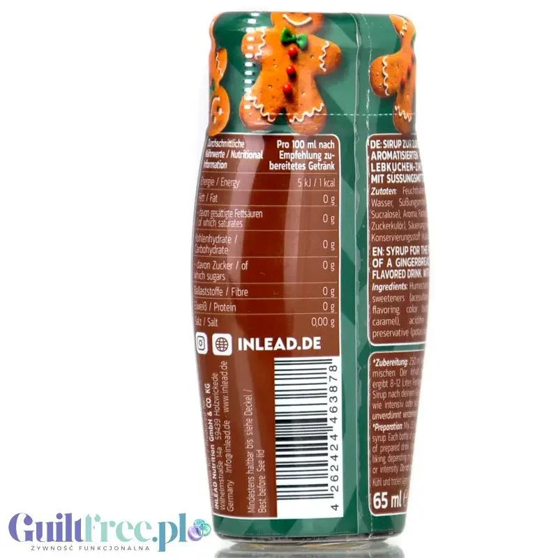 Inlead Barista Syrup Gingerbread - skoncentrowane piernikowe kropelki do kawy bez cukru i kalorii