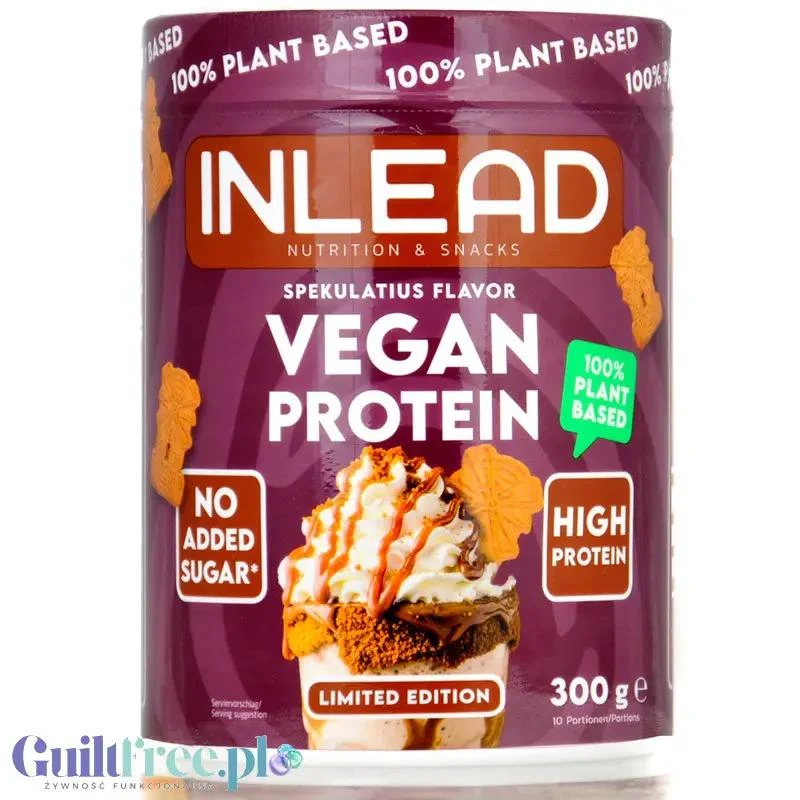 Inlead Vegan Protein Spekulatius 300g - wegańska odżywka proteinowa na bazie 4 białek roślinnych ze stewią