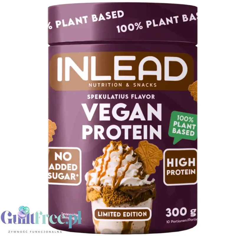 Inlead Vegan Protein Spekulatius 300g - wegańska odżywka proteinowa na bazie 4 białek roślinnych ze stewią