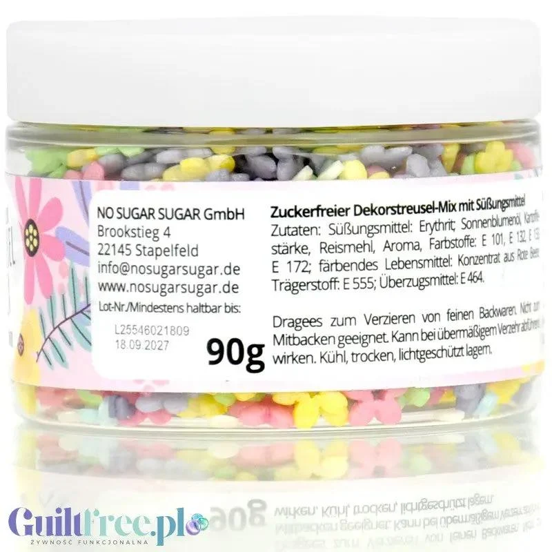 NO SUGAR SUGAR Streusel Mix Flower Power - pastelowa posypka bez cukru z erytrolem 72kcal