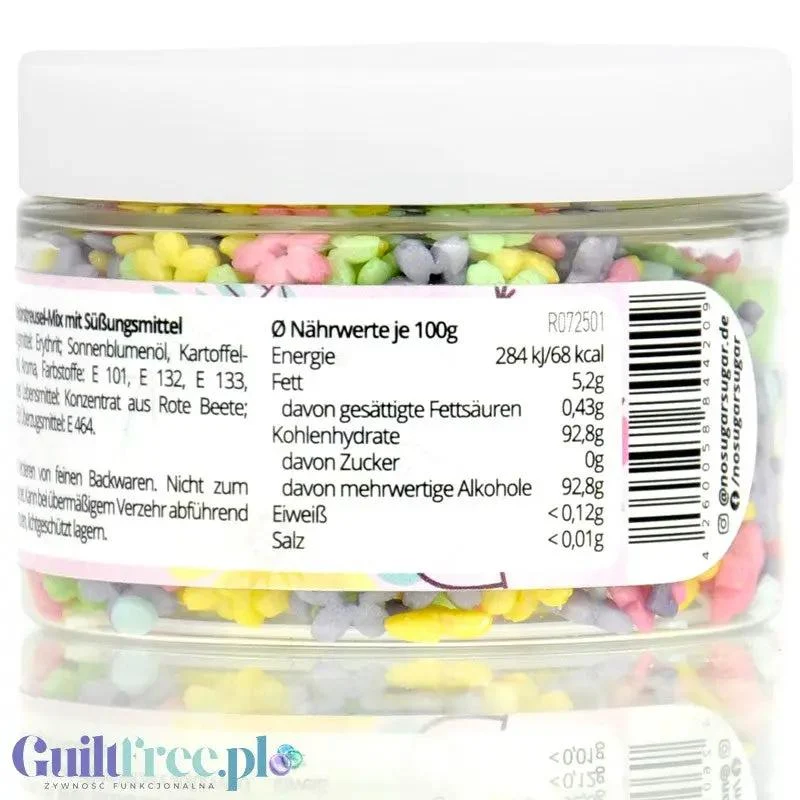 NO SUGAR SUGAR Streusel Mix Flower Power - pastelowa posypka bez cukru z erytrolem 72kcal