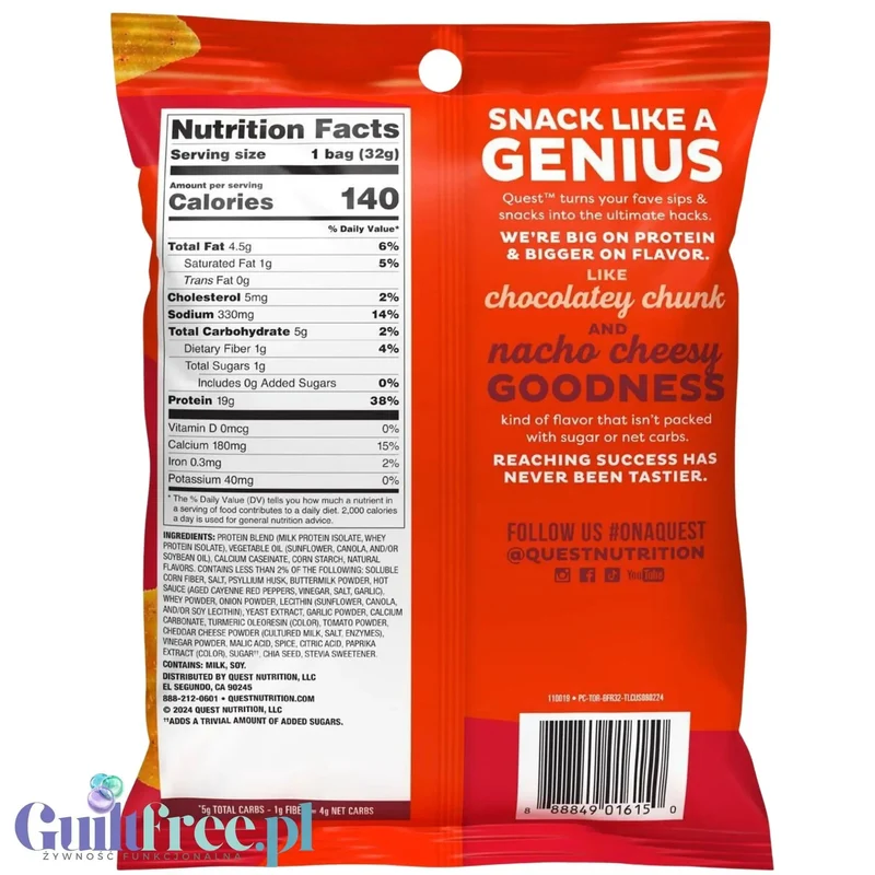 Quest Tortilla Chips, Buffalo Ranch - chipsy proteinowe 18g białka, OSTRE (!) Buffalo & Limonka