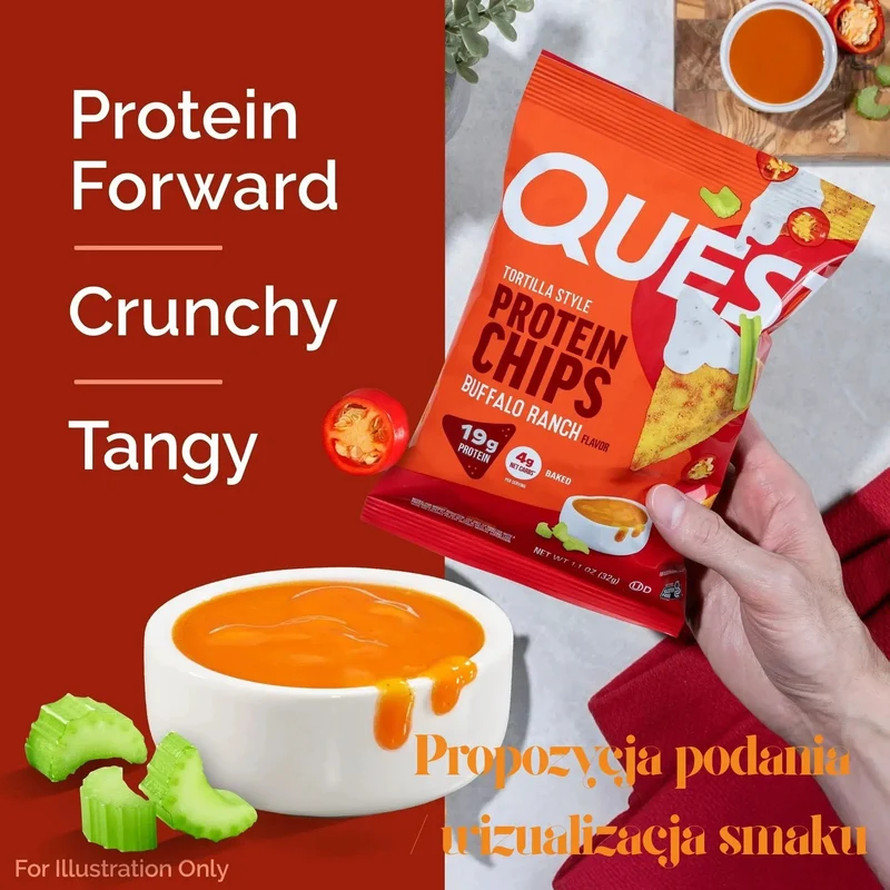 Quest Tortilla Chips, Buffalo Ranch - chipsy proteinowe 18g białka, OSTRE (!) Buffalo & Limonka