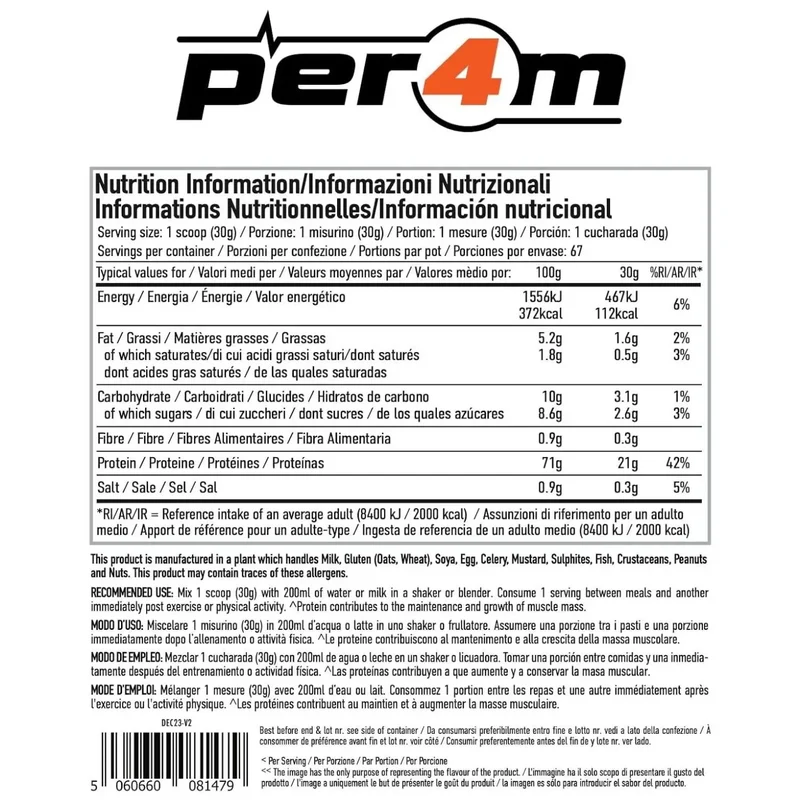 Per4m Whey Advanced Protein Caramel Biscuit 2kg - gęsta odżywka białkowa WPC, WPI & MPC, Karmelizowany Herbatnik