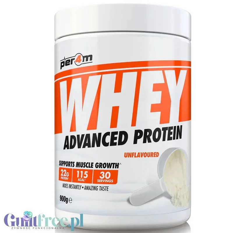 Per4m Whey Advanced Protein Unflavoured 900g - bezsmakowa gęsta odżywka białkowa WPC, WPI & MPC bez słodzików