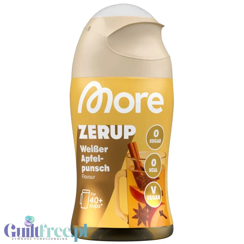 More Nutrition Zerup White Apple Punch na 8L - skoncentrowany syrop do wody bez cukru i kalorii, zimowy kompot z jabłek