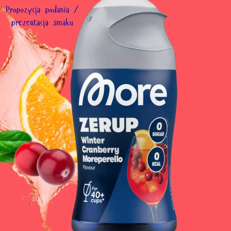 More Nutrition Zerup Winter Cranberry Moreperello na 8L - skoncentrowany syrop do wody bez cukru i kalorii, poncz żurawinowy