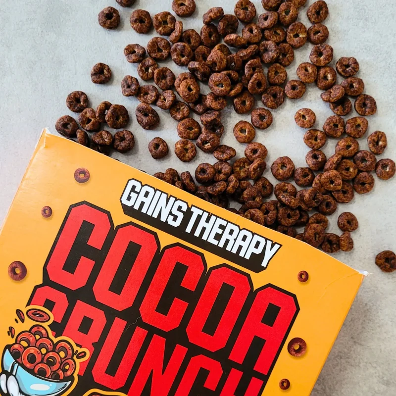 Gains Therapy Cocoa Crunch - bezglutenowe keto płatki czekoladowe o wysokiej zawartości białka