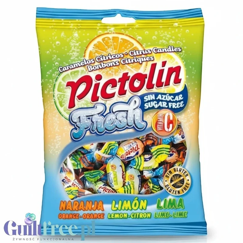 Pictolin Fresh landrynki bez cukru 65g (Cytryna, Pomarańcza, Limonka)
