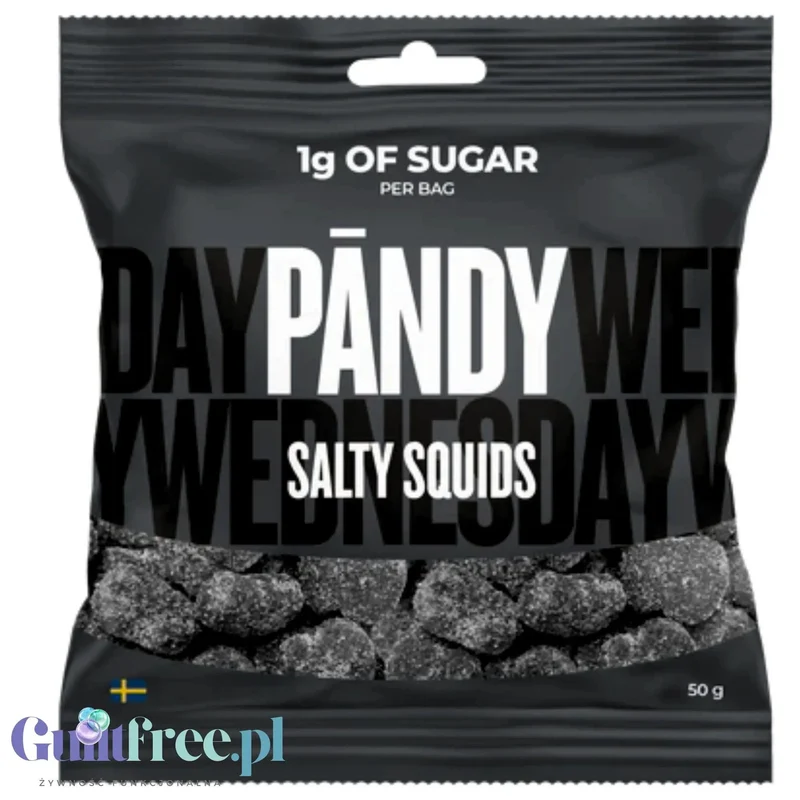 Pandy Candy Salty Squids - błonnikowe żelki bez cukru 45% mniej kalorii, słona Lukrecja