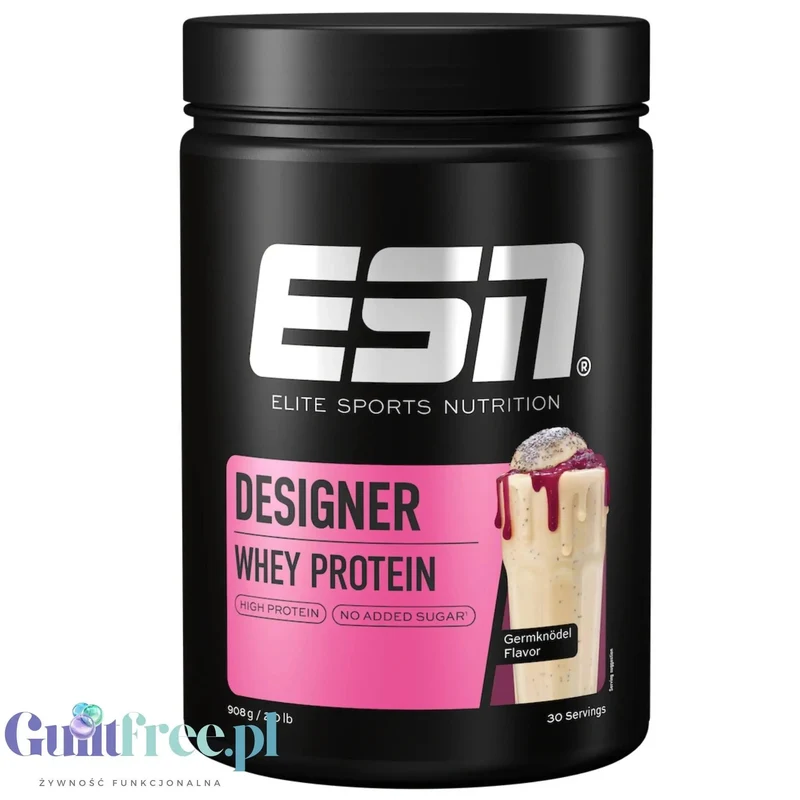 ESN Designer Whey Germknodel - WPI, WPH i WPC, odżywka białkowa, smak buły z makiem i śliwkami