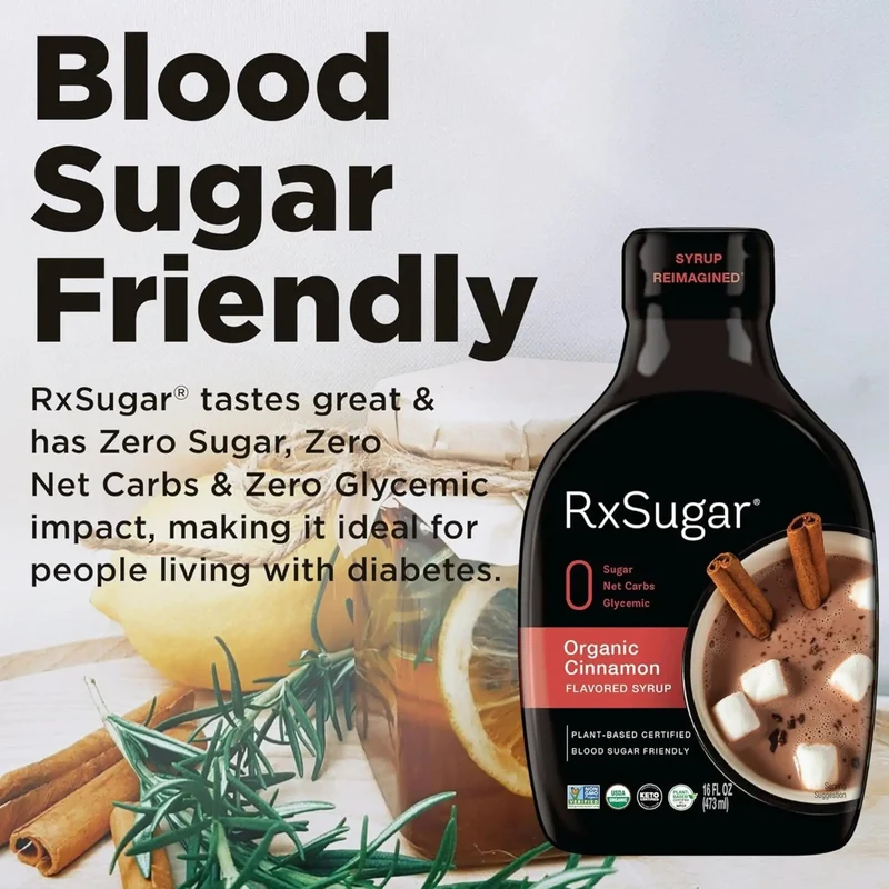 RxSugar Allulose 473ml, Cinnamon - słodzik, alluloza w płynnym syropie, smak cynamonowy