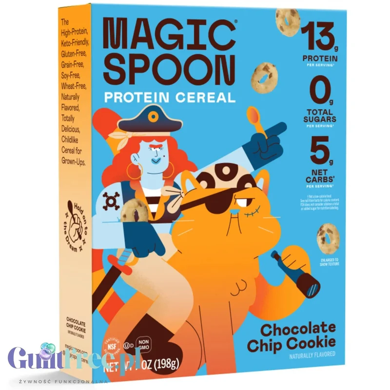 Magic Spoon Chocolate Chip Cookie - proteinowe keto płatki śniadaniowe bez glutenu, soi i cukru, smak Ciasteczka z Czekoladą